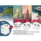 Gembird Grounded universal travel power adapter 20W White