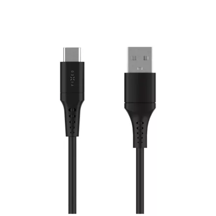 FIXED USB 2.0 hajlékony szilikon kábel USB-A/USB-C 0,3m, fekete