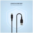 FIXED USB 2.0 hajlékony szilikon kábel USB-A/USB-C 0,3m, fekete