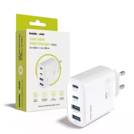   Mobile Origin 40W GaN Wall Charger PW22 2x USB-C+2x USB-A White