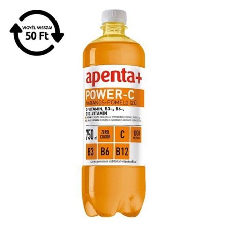 Ásványvíz szénsavmentes APENTA+ Power-C narancs-pomelo ízű 0,75L DRS