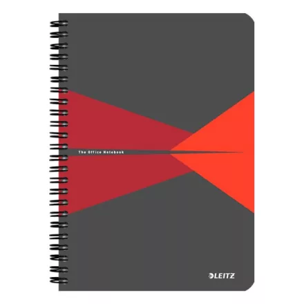 Spirálfüzet vonalas LEITZ Office A/5 90 lapos PP borítóval piros