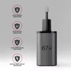AXAGON ACU-PQ67D PD3.0 & QC4+ 2xOUTPUTS LCD display wall charger 67W Black