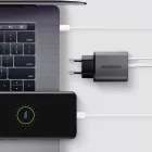 AXAGON ACU-PQ67D PD3.0 & QC4+ 2xOUTPUTS LCD display wall charger 67W Black