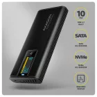 AXAGON EEM2-SD2B USB-C 10Gbps – M.2 NVMe & SATA SSD Display Box Black
