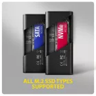 AXAGON EEM2-SD2B USB-C 10Gbps – M.2 NVMe & SATA SSD Display Box Black
