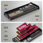 AXAGON EEM2-SD2B USB-C 10Gbps – M.2 NVMe & SATA SSD Display Box Black