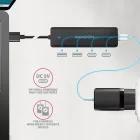AXAGON HUE-C2A USB-A 5Gbps Travel 4-portos USB3.2 HUB Black
