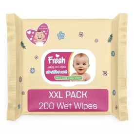   Nedves törlőkendő FRESH BABY Sensitive care XXL 200 darabos