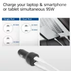 ACT 2-port USB-C Fast Car Charger 95W with PD, QC and GaNFast Black