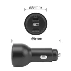 ACT 2-port USB-C Fast Car Charger 95W with PD, QC and GaNFast Black