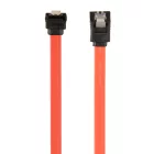 Gembird SATA3 10cm data cable with 90 degree bent connector metal clips Red