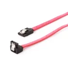 Gembird SATA3 10cm data cable with 90 degree bent connector metal clips Red