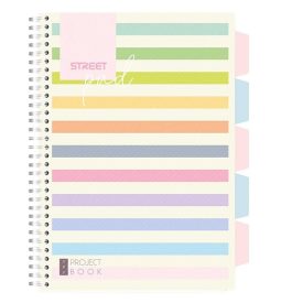   Spirálfüzet vonalas STREET Pad A/4 100 lapos regiszteres világos csíkos