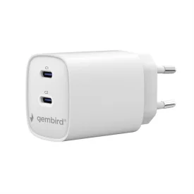 Gembird 2-port 45W USB fast charger White