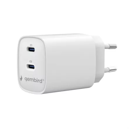 Gembird 2-port 45W USB fast charger White