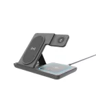 Gembird 3-in-1 foldable wireless charger stand 15W for Apple watch Black