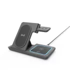 Gembird 3-in-1 foldable wireless charger stand 15W for Apple watch Black