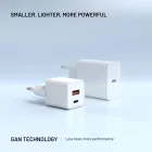 FIXED Mini GaN hálózati töltő USB-C és USB kimenettel, PD támogatással, 30W, fehér
