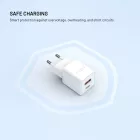 FIXED Mini GaN hálózati töltő USB-C és USB kimenettel, PD támogatással, 30W, fehér