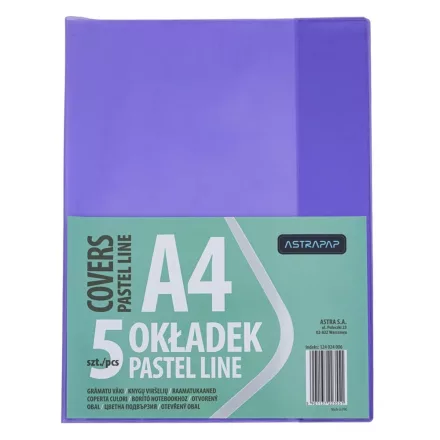 Füzetborító ASTRA PAP A/4 bújtatós pvc neon pasztell színek 5 db/csomag