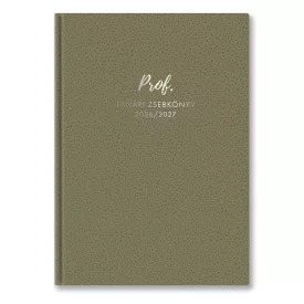   Tanári zsebkönyv TOPTIMER Prof PVC műbőrborító A/5 heti 145x205 mm Oliva zöld 2026-2027