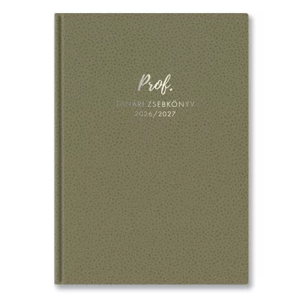 Tanári zsebkönyv TOPTIMER Prof PVC műbőrborító A/5 heti 145x205 mm Oliva zöld 2026-2027
