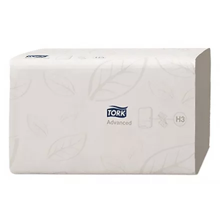 Kéztörlő hajtogatott TORK Soft Singlefold  Advanced  H3 ("Z") 25x23 cm 250 lapos fehér 2 rétegű 15 csomag/karton