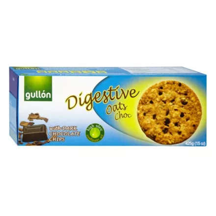 Keksz GULLON Digestive zabpelyhes korpás étcsoki darabokkal  425 g