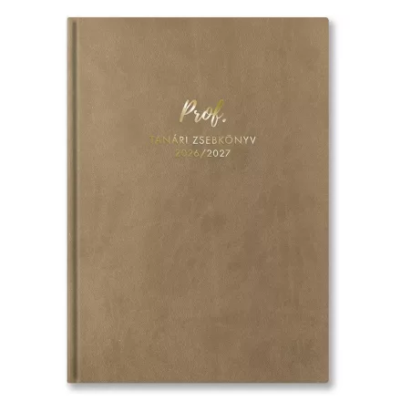 Tanári zsebkönyv TOPTIMER Prof PVC műbőrborító A/5 heti 145x205 mm Drapp 2026-2027