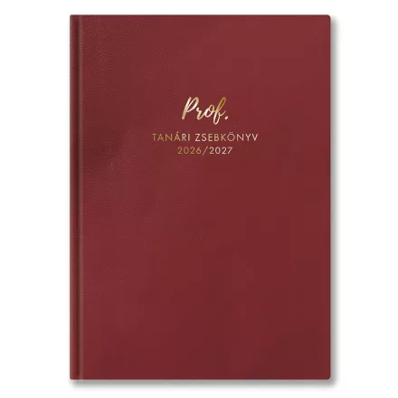 Tanári zsebkönyv TOPTIMER Prof PVC műbőrborító A/5 heti 145x205 mm Bordó 2026-2027