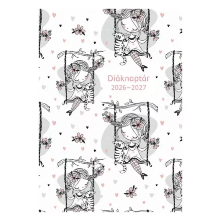 Diák zsebkönyv TOPTIMER papírborító B/6 heti 120x170mm Hintázó kislány 2026-2027