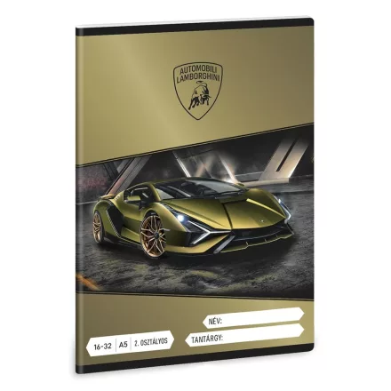 Füzet vonalas ARS UNA A/5 32 lapos 16-32 2.osztályos Lamborghini 5523