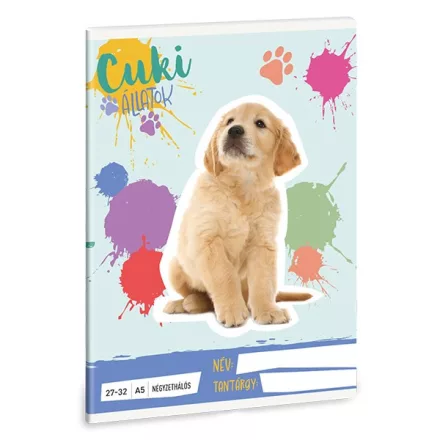 Füzet kockás ARS UNA A/5 32 lapos 27-32 Cuki-Golden Retriever