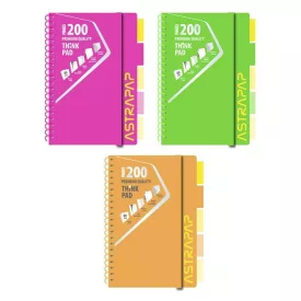   Spirálfüzet kockás ASTRA PAP A/4 100 lapos perforált színregiszteres Neon