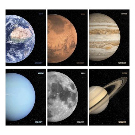 Füzet vonalas STREET A/4 54 lapos Planets margóval