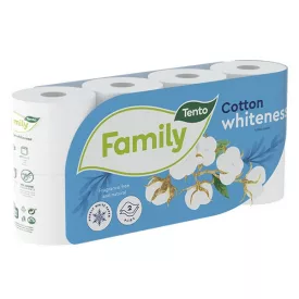  Toalettpapír TENTO Family cotton white fehér 2 rétegű 8 tekercses