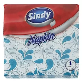   Szalvéta SINDY 1 rétegű 45 lapos 33x33 cm türkiz motívumos