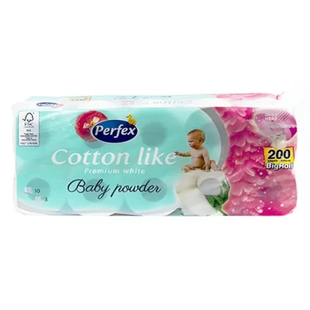 Toalettpapír PERFEX Cotton Like baby powder perfume 3 rétegű 10 tekercses