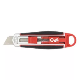   Univerzális vágókés WEDO 18 mm biztonsági 13,6 cm fém test gumi fogórész fém sínnel piros rövid pengével