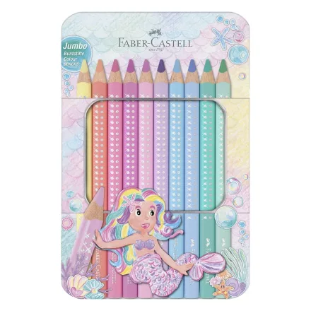 Színes ceruza FABER-CASTELL Sparkle jumbo fém dobozos 10 darabos készlet