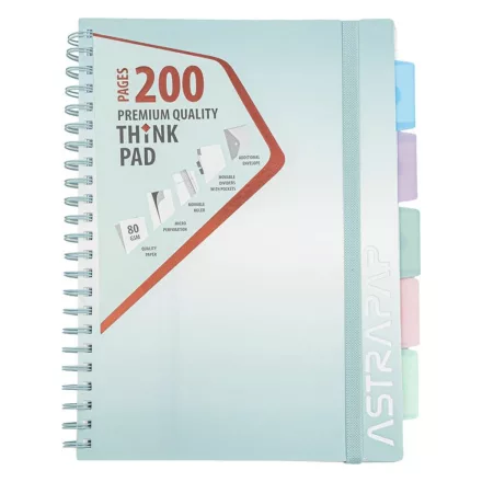 Spirálfüzet kockás ASTRA PAP A/4 100 lapos perforált színregiszteres Ombre Pasztell