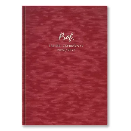 Tanári zsebkönyv TOPTIMER Prof PU műbőrborító A/5 heti 145x205 mm Vörös  2026-2027