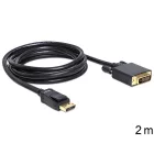 DeLock Displayport 1.2 male > DVI-I (24+1 Dual Link) male passive cable 2m Black