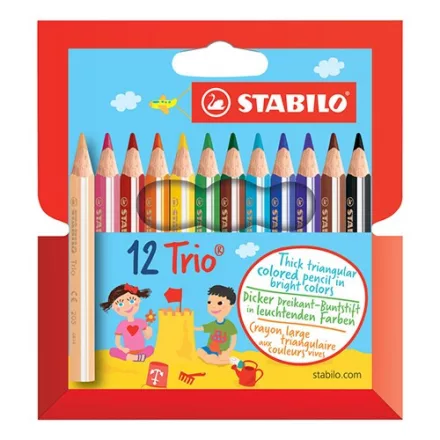 Színes ceruza STABILO Trio thick háromszögletű rövid 12 darabos készlet