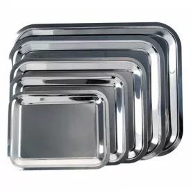 Tálca szögletes rozsdamentes acél krómozott 40 x 32,5 cm
