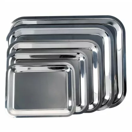 Tálca szögletes rozsdamentes acél krómozott 40 x 32,5 cm