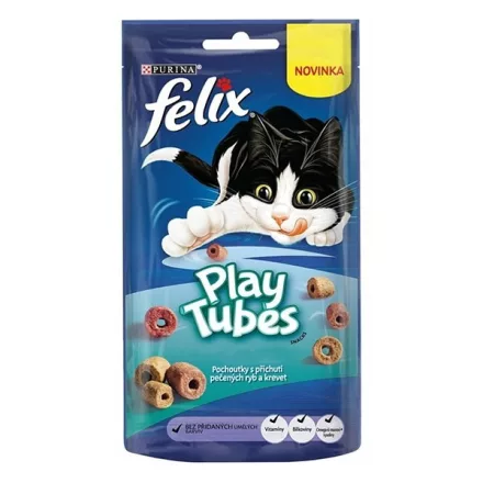 Állateledel jutalomfalat FELIX Play Tubes macskáknak hal-garnélarák 50 g