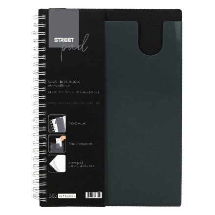 Spirálfüzet vonalas STREET Pad A/4 80 lapos fekete