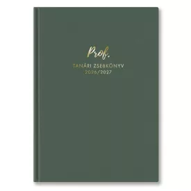   Tanári zsebkönyv TOPTIMER Prof PU műbőrborító A/5 heti 145x205 mm Sötét oliva 2026-2027